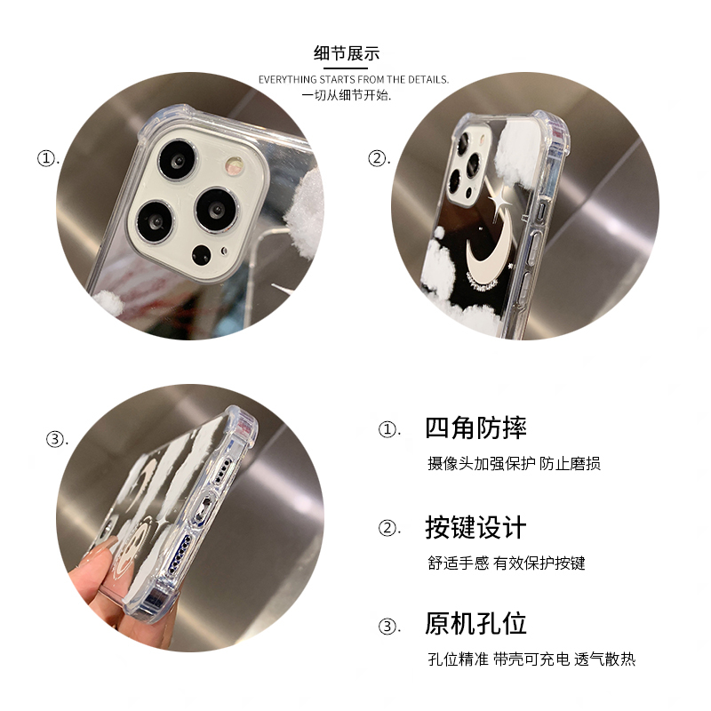 ins梦幻月亮云朵镜面适用苹果13/12promax手机壳iphone11新款x硅胶xsmax补妆创意艺术8plus女全
