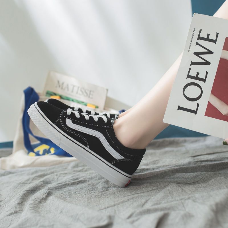 鞋韩版潮流板鞋女厚底网红鞋子女学生平底帆布鞋女 黑色99%小姐姐下单