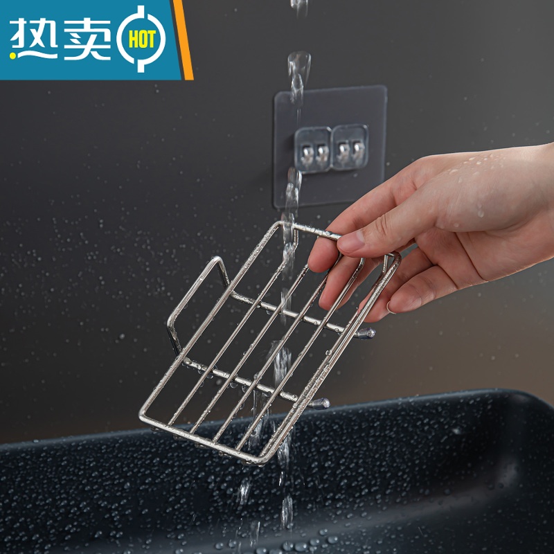 敬平304不锈钢免打孔沥水肥皂盒卫生间双层家用浴室大号壁挂式香皂架 金色贴1个装高清大图