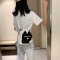 小包包2020新款潮夏季斜挎包女百搭ins帆布包女士时尚单肩水桶包 黑色挂件随机 茜宁219
