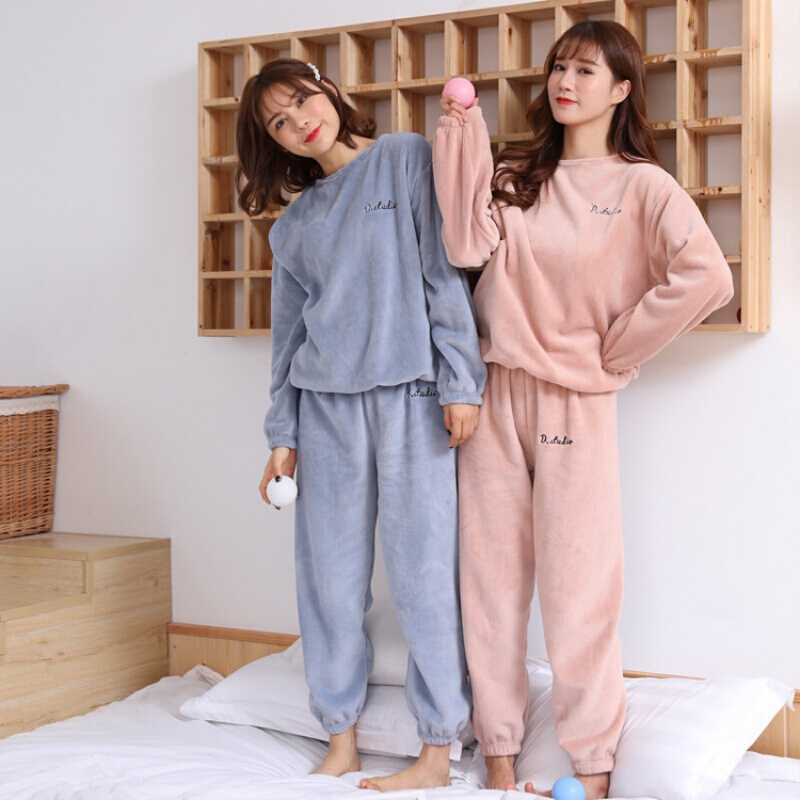 波迷娜(BOMINA)仙女暖暖套装珊瑚绒两件套夏季宽松松紧腰懒人保暖睡衣外穿 红色 均码(建议80-140斤)