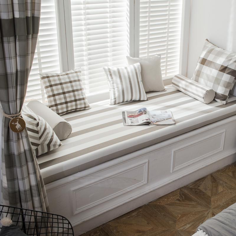 BONJEAN北欧高密度海绵飘窗垫窗台垫定做沙发垫条纹阳台榻榻米垫卡座 格条10布料1.4米宽幅