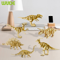 WUDE 三角龙木制立体3d拼图木质diy积木玩具儿童手工拼装模型组装插片圣诞礼物