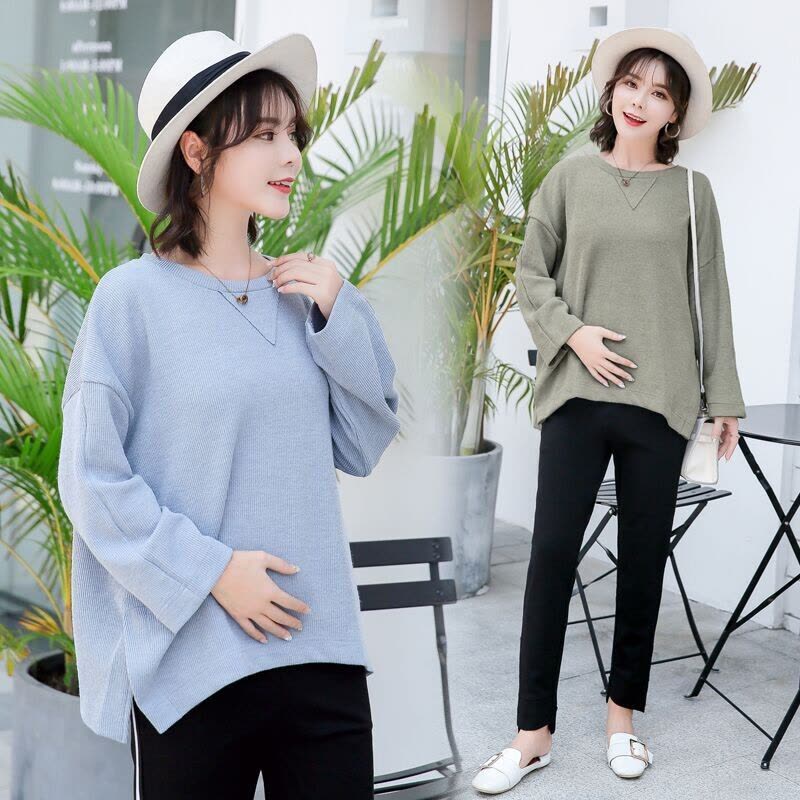 迪鲁奥（DILUAO)孕妇裤子春秋季外出新款时尚托腹打底裤宽松透气孕妇装秋冬装休闲舒适上衣套装图片