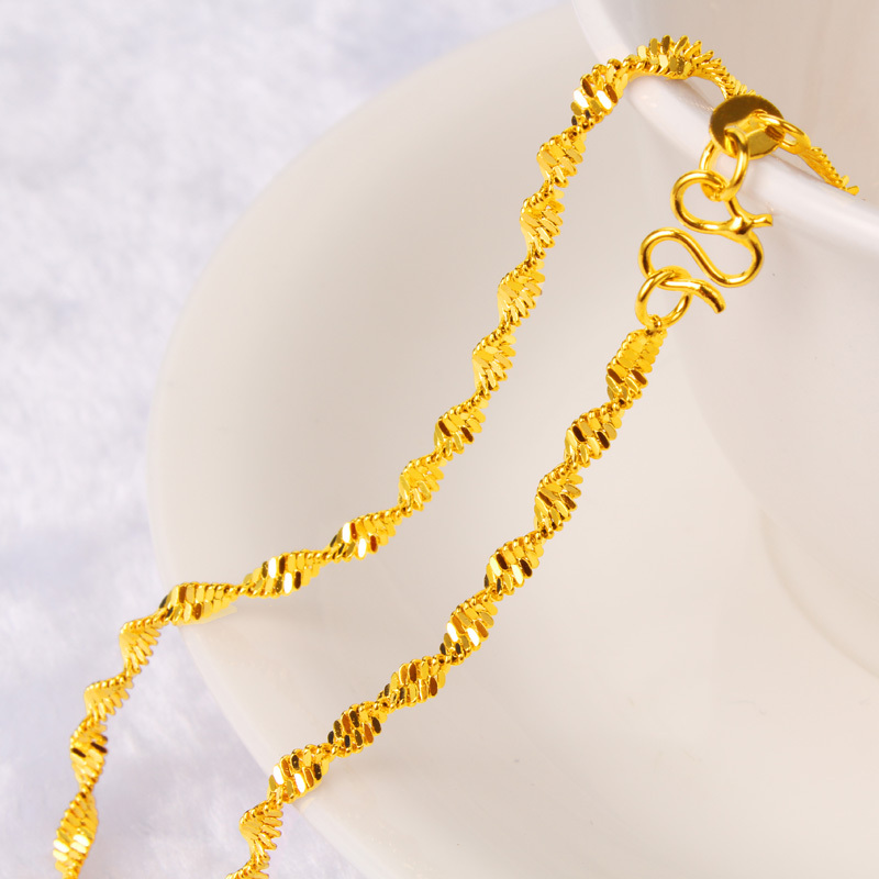黄金色项链水波链颈链女款仿黄金锁骨链饰品送女朋友七夕情人节礼物