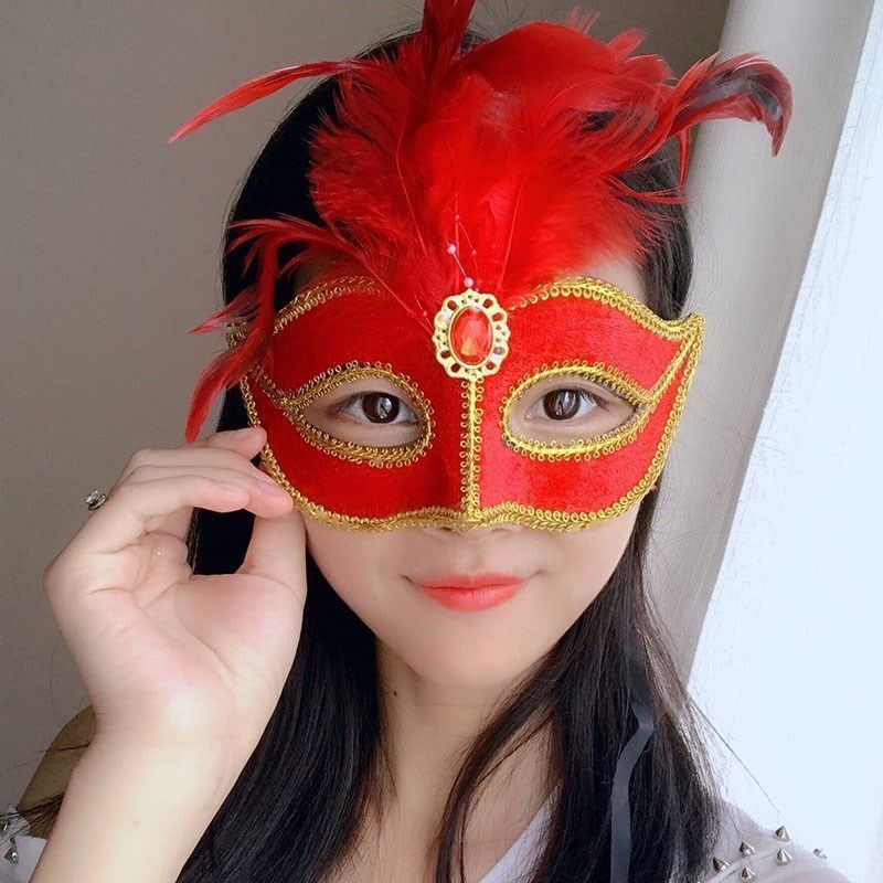 黑底黄面舞会女款防护活动个性蒙面家用面具女半脸古风公主中国风白色