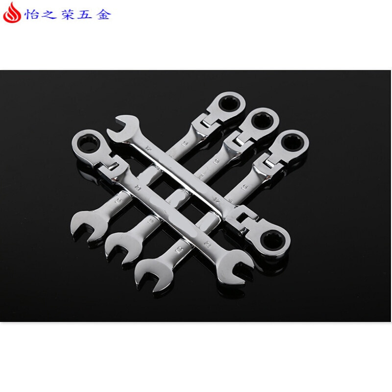 活动头棘轮扳手开口梅花两用扳手齿轮子大小快速自动呆扳子8-24mm 活动头棘轮10mm