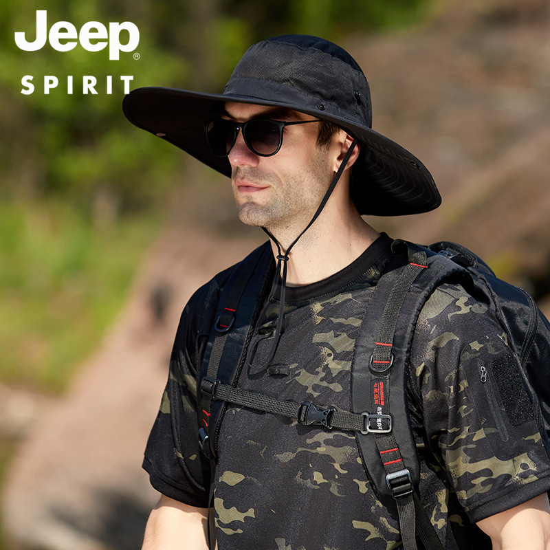 JEEP SPIRIT吉普正品帽子男大帽檐遮阳帽休闲渔夫帽子