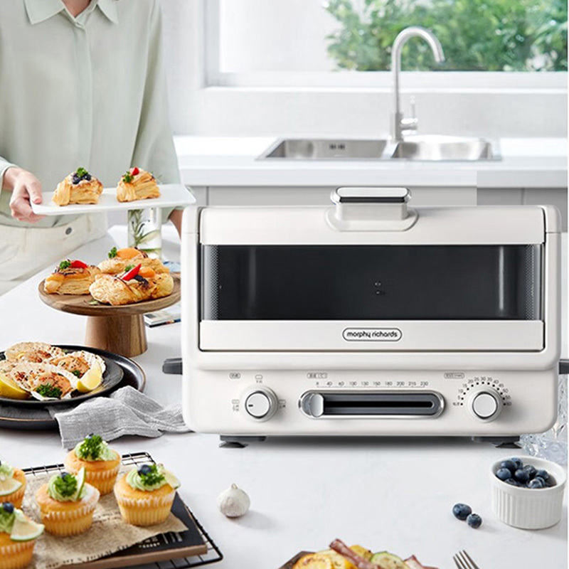 摩飞电烤箱12L小型烘焙煎烤一体台式烧烤机椰奶白MR8800高清大图