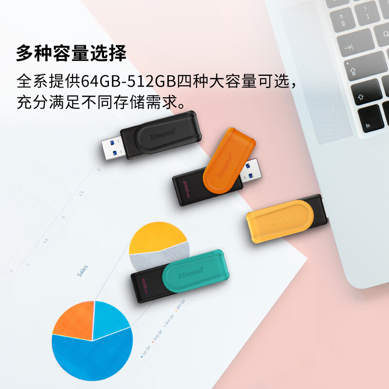 金士顿 512GB USB3.2 Gen 1 U盘 DTXS 缤纷多彩旋转U盘 时尚便携 学习办公投标电脑通用高清大图