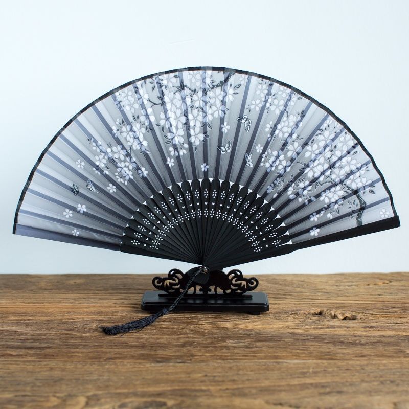 折叠扇子女便携日用收缩夏季公主可爱折扇古风中国风流苏汉服扇 23夜