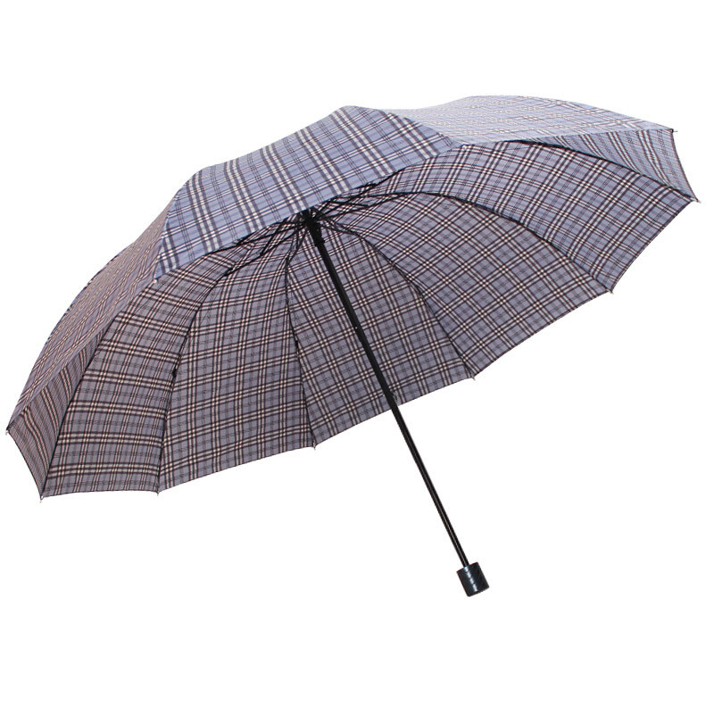 天堂 钢杆钢骨加大加固商务英伦雨伞2-3人雨伞三折晴雨伞 33213E