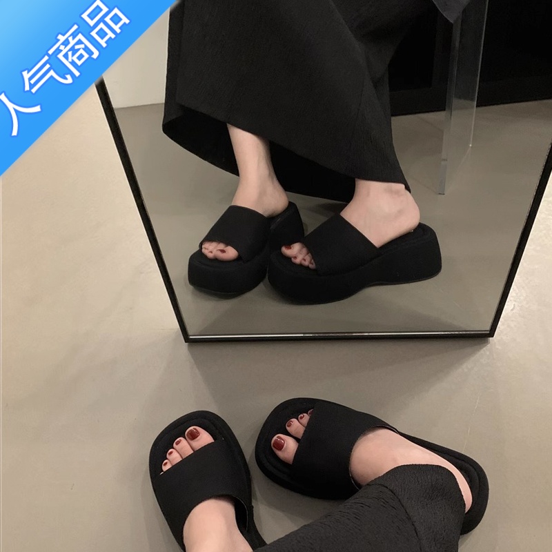 SUNTEK厚底拖鞋女夏季外穿2023新款网红超火凉拖鞋女士高跟海边沙滩鞋拖高清大图