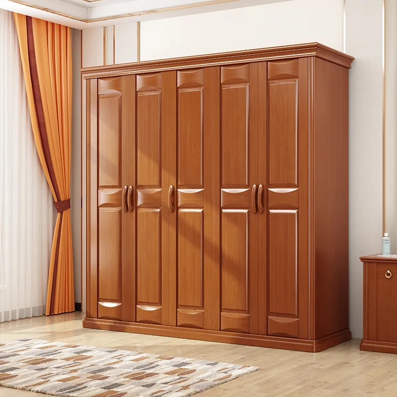 兰秀家居 全实木衣柜中式原木家用卧室大衣橱现代简约3四5六门转角