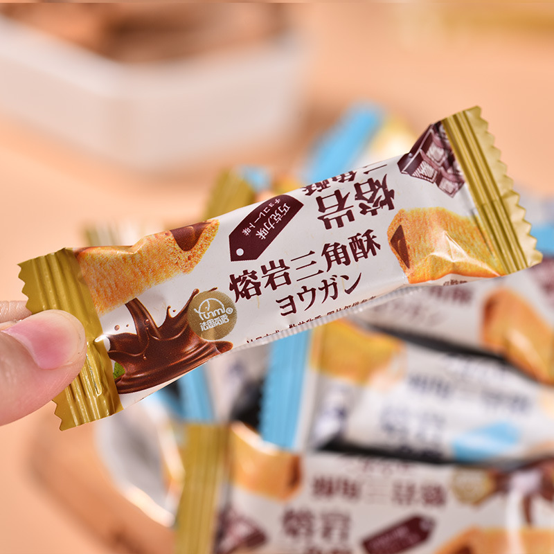 法思觅语 牛奶味158g*2包 熔岩三角酥金字塔夹心饼干巧克力下午茶小点心休闲零官方正品
