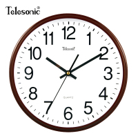 天王星(Telesonic)客厅静音挂钟现代简约石英钟个性时尚卧室时钟表家用圆形创意挂表 SX684N咖啡色