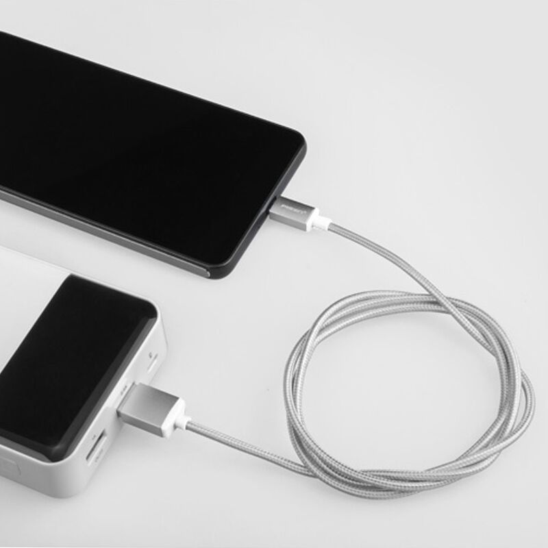 品胜 PISEN 数据线MicroUSB接口双面安卓数据充电尼龙线 1.5M 银灰色