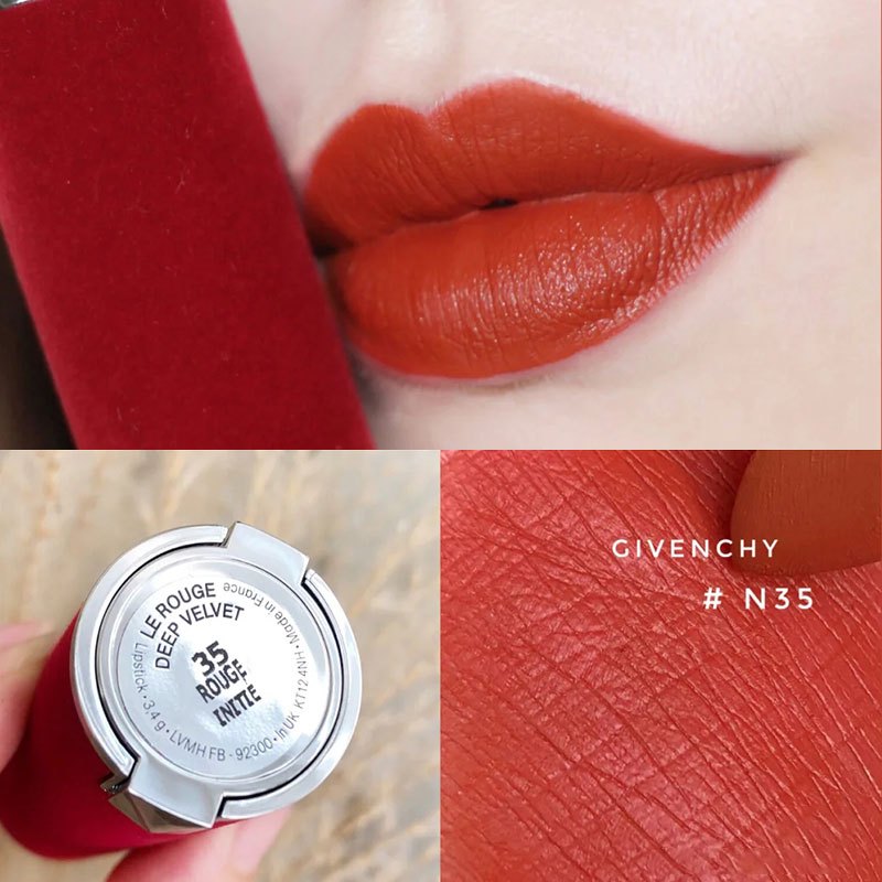 纪梵希(GIVENCHY)高定香榭红小羊皮 丝绒哑光唇膏口红 N35#枫叶砖红高清大图