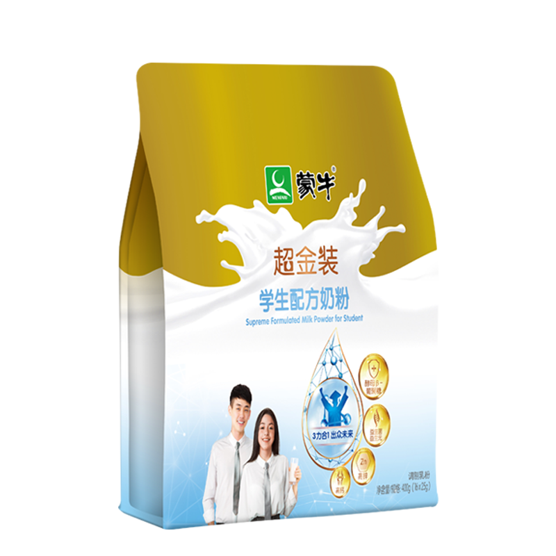蒙牛超金装学生奶粉400g袋装(2024.12.28起到期)营养早餐冲饮牛奶粉袋 临期特价
