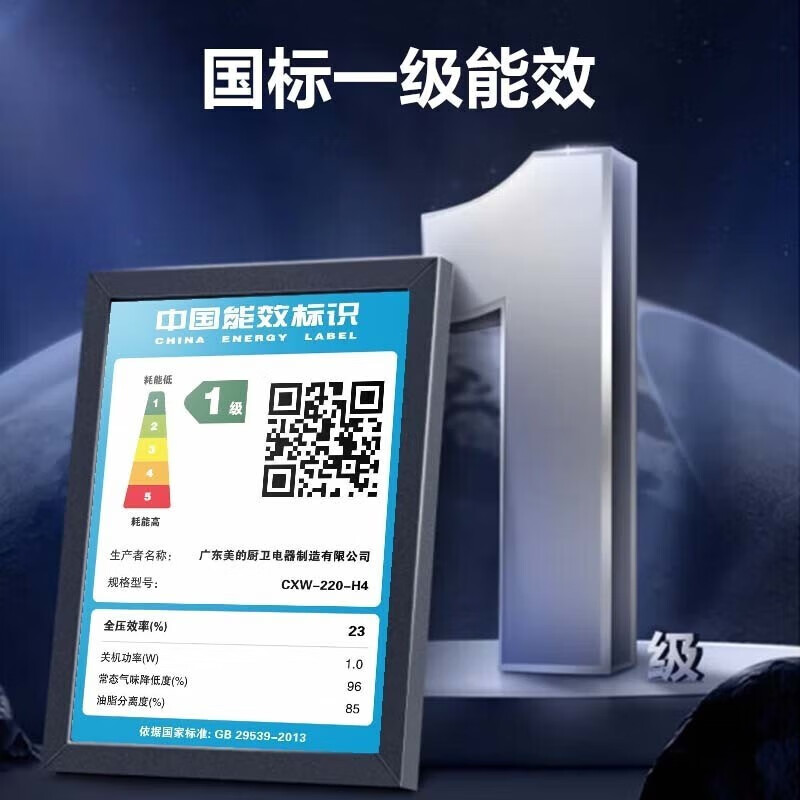 美的出品WAHIN华凌抽油烟机CXW-220-H4 18立方大吸力欧式油烟机单机顶吸式抽油烟机家用薄身简欧百搭造型抽烟机高清大图