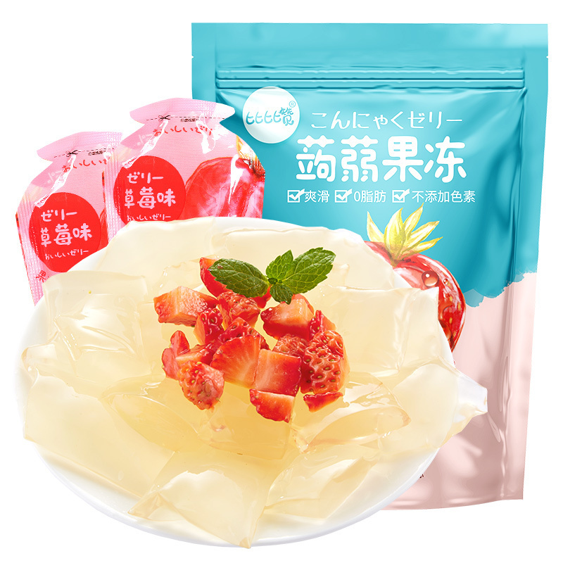 [满199减125元]比比赞魔芋蒟蒻果冻草莓味240g果汁布丁网红办公室解馋零食品