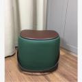 北欧马鞍矮凳现代简约手提换鞋凳个性时尚创意家用穿鞋凳脚踏_426 墨绿马鞍凳(仿真皮) 默认尺寸