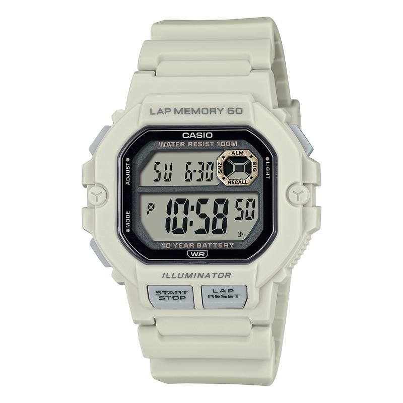 CASIO 运动男表60 lap记忆100米防水LCD夜光10年续航