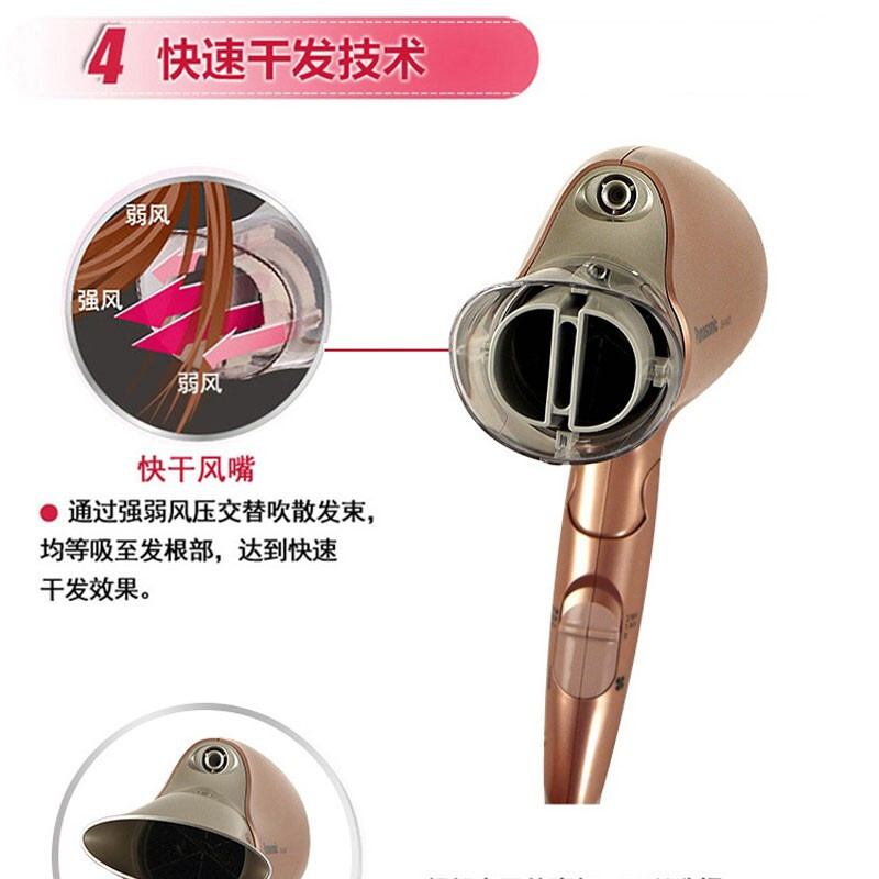 松下 (Panasonic) 电吹风 EH-NA31 家用纳米水离子大功率1800W 家用吹风机