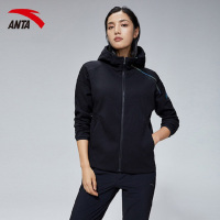 安踏针织运动卫衣女2021春季新款宽松开衫拉链连帽外套162117702