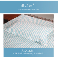 禧星缘 单人三件套 枕头套:48*74cm 被套: 150*200cm 床单: 158*210cm 绿方格加厚纯棉三件套