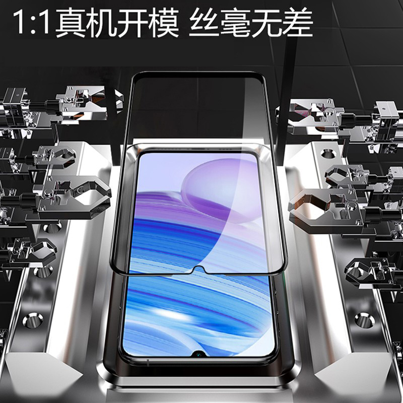 [买2送磨砂壳]轻万适用红米10x 5g版钢化膜全屏黑色高清透明防摔贴膜redmi10xpro手机保护膜全玻璃高清大图