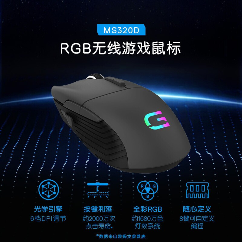 DELL/戴尔戴记严选便携式笔记本台式机搭配多用静音鼠标 MS320D Pro (赠品)