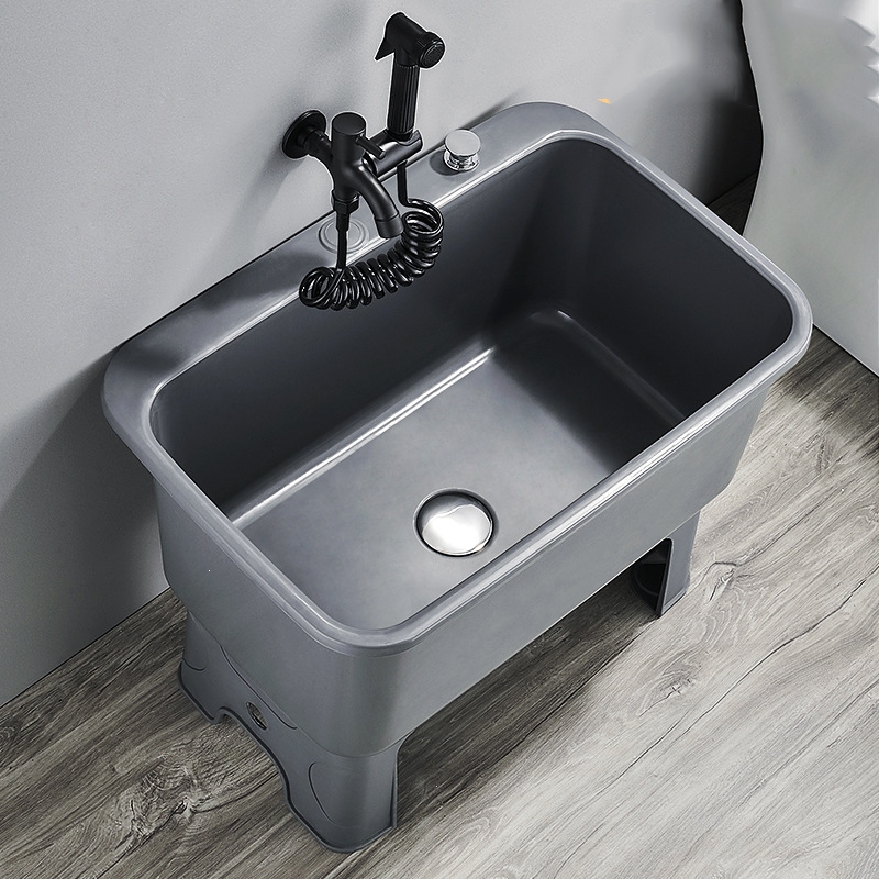 拖把池手逗阳台户外洗拖布池厕所卫生间接水槽高脚盆家用落地式墩布池