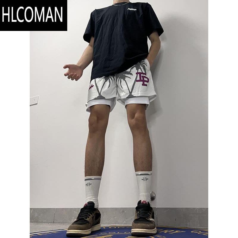 HLCOMAN2025新款美式篮球短裤 潮牌不过膝宽松四分裤男 适合篮球训练及休闲穿搭图片