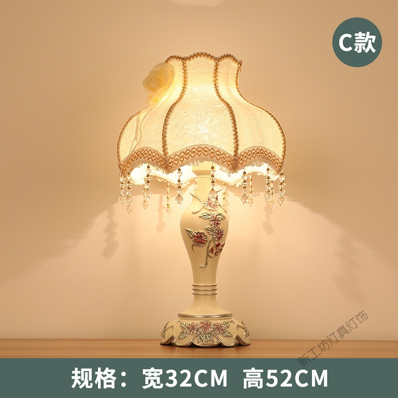苏宁放心购 欧式台灯ins 少女创意轻奢浪漫结婚房装饰家用温馨暖光卧室床头灯