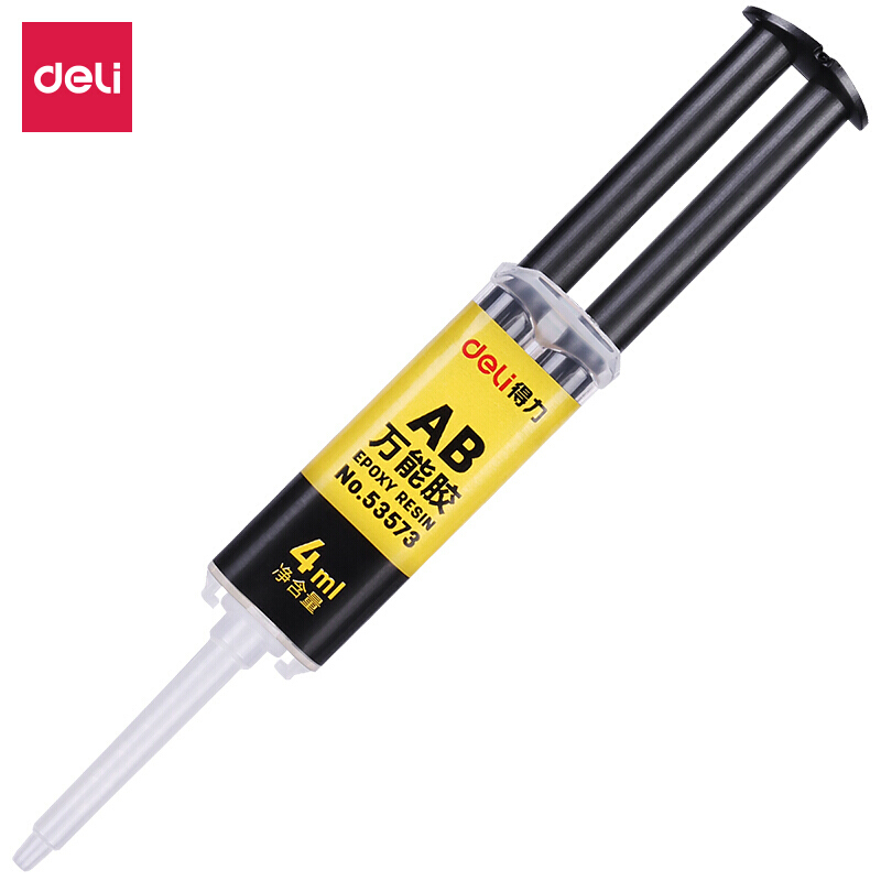 得力(deli)4ml针管型AB胶 自动混合强力型胶(可粘金属陶瓷) 办公用品 53573(10个装)