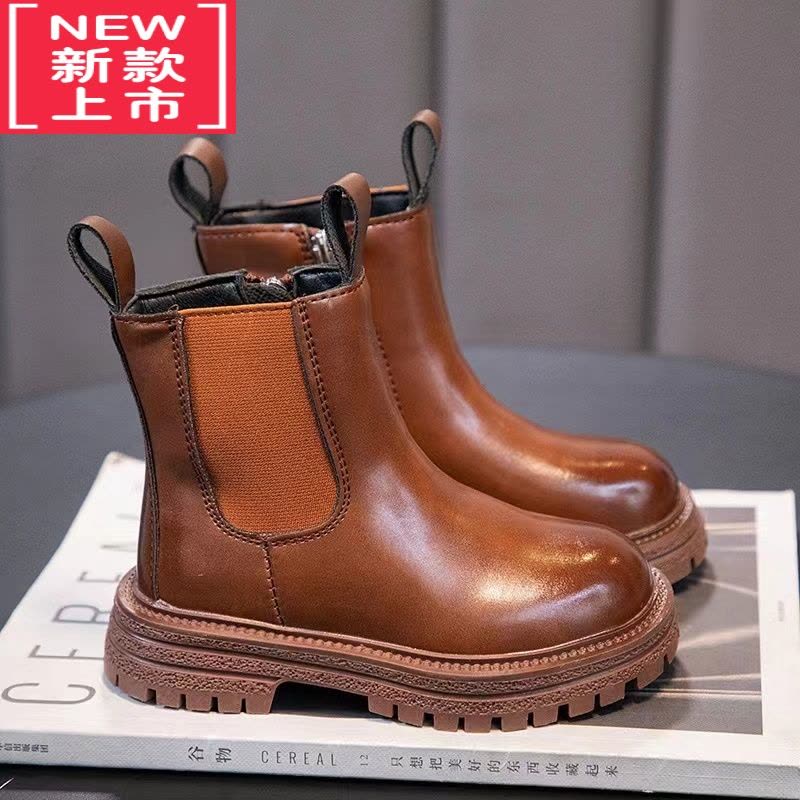 可莉允女童鞋马丁靴2022年秋冬新款儿童靴子加绒短靴秋季二棉中大童鞋子图片