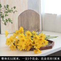 家居雏菊洋甘菊非洲菊波斯菊仿真花菊花人造绢花家居客厅|黄色 洋甘菊10枝(送玻璃花瓶)