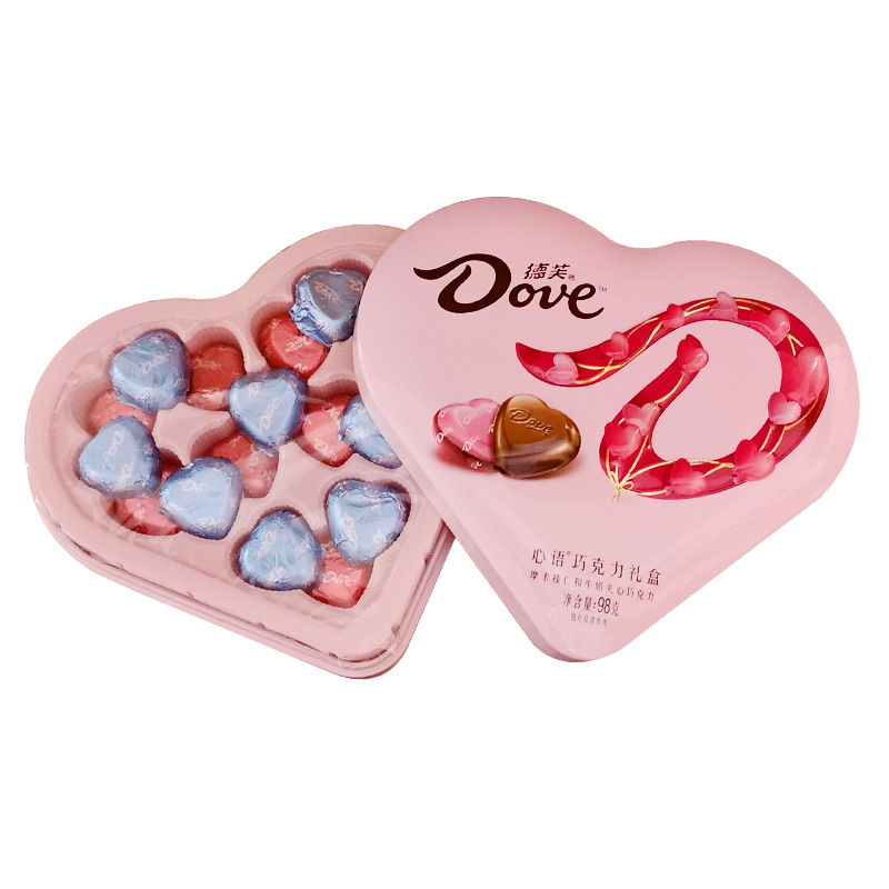 dove德芙心语巧克力盒装摩卡榛仁牛奶夹心巧克力18颗装铁盒装98g