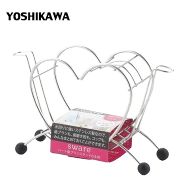 [小巧精致]YOSHIKAWA吉川 甜心型 牙刷架 牙具座 160*55*105mm 进口 甜心型牙刷架 橡胶不锈钢材质