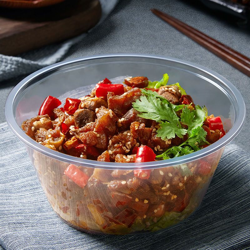 1000ml圆形(300套带盖) 1000ml打包盒一次性碗水果盒塑料加厚透明外卖快餐饭盒圆形餐盒