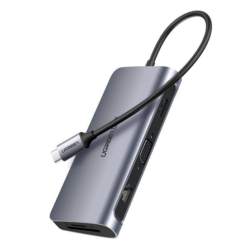 绿联 Type-C扩展坞USB-C转HDMI/VGA千兆网口网线转换器3.0分线器 USB-C转千兆有线网卡网口线接