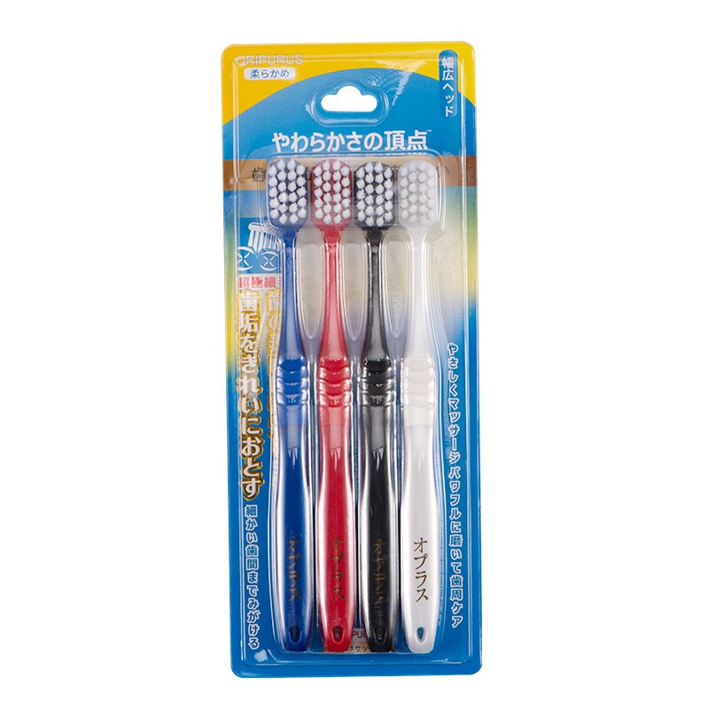 奥朴兰诗(Oripurus)宽头薄款口腔护理牙刷 软毛款 4支装(卡)洁齿护龈高效舒适