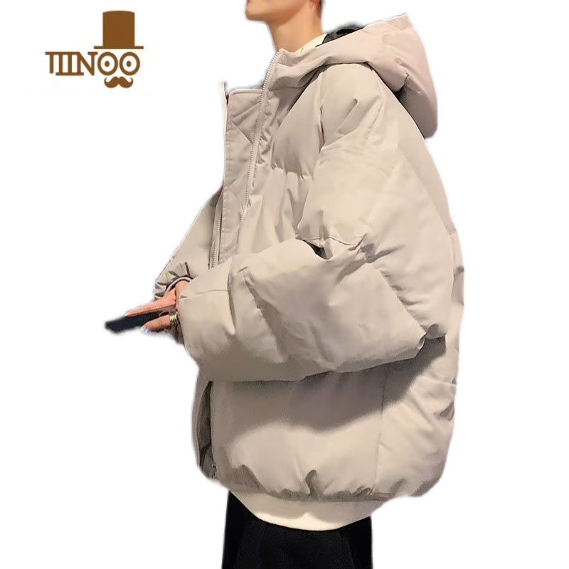 YANXU港风棉衣男款潮牌ins冬季加厚大码潮流冬装纯色面包棉服棉袄外套高清大图