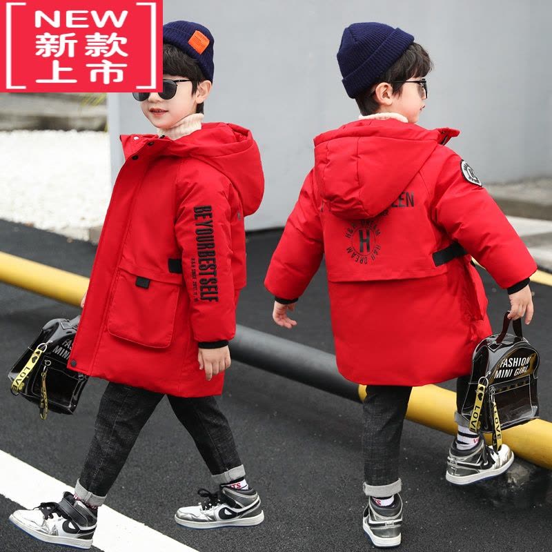可莉允儿童装男童冬装棉服2022年新款洋气冬季羽绒棉衣外套男孩红色棉袄图片