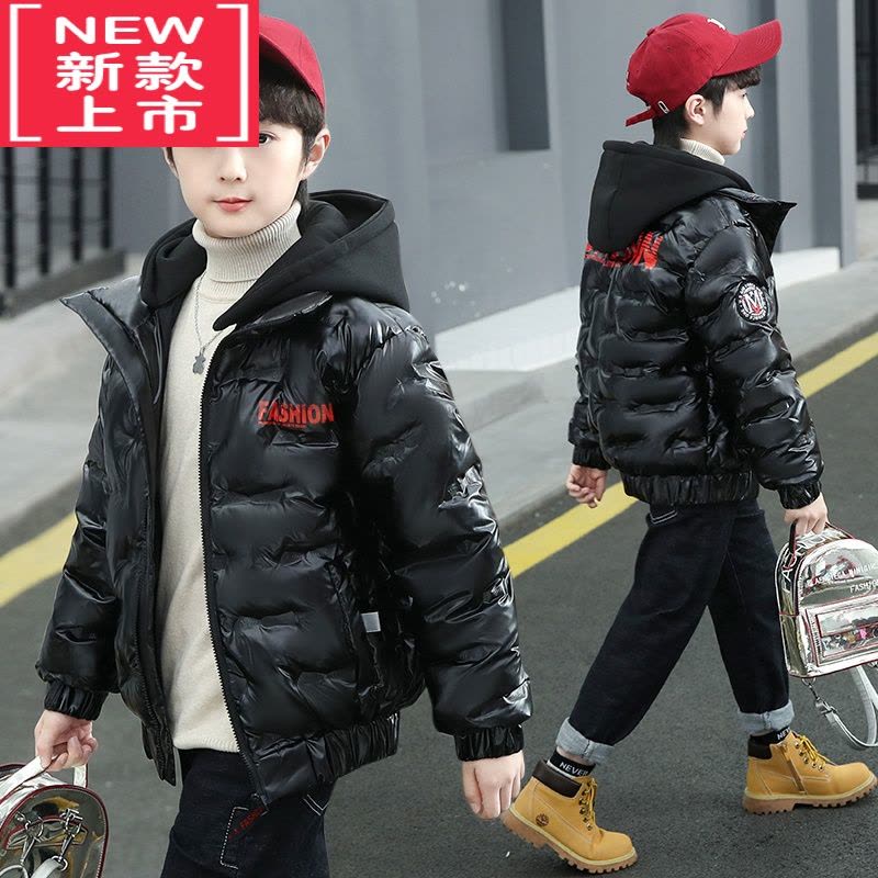 可莉允儿童装男童冬装免洗棉衣亮面外套2022新款中大童男孩夹棉加厚棉袄棉服图片