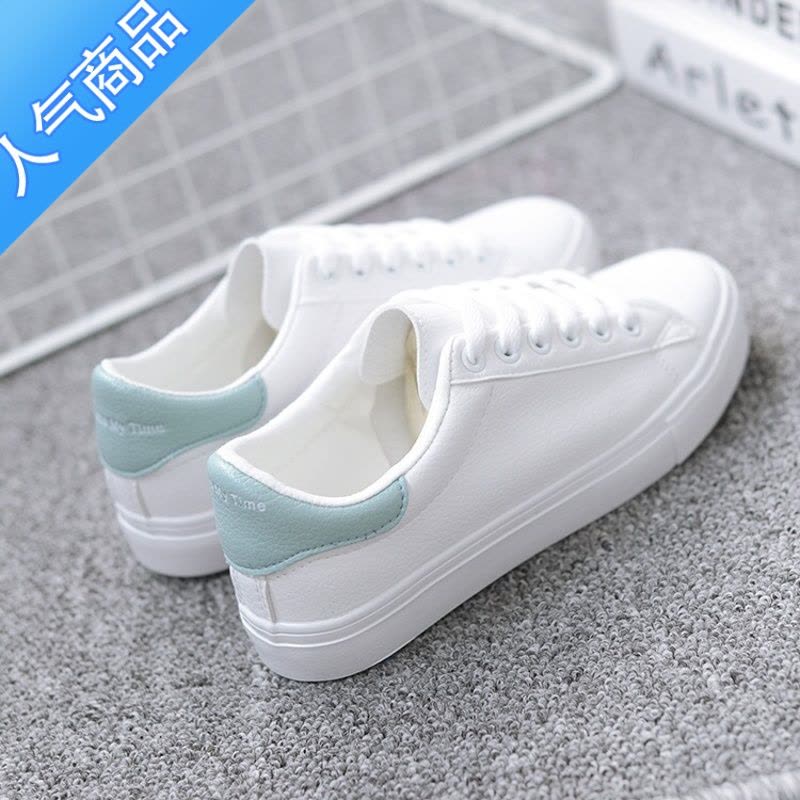 SUNTEK小白鞋女小码学生鞋夏秋新款百搭外穿厚底休闲板鞋女运动系带单鞋图片
