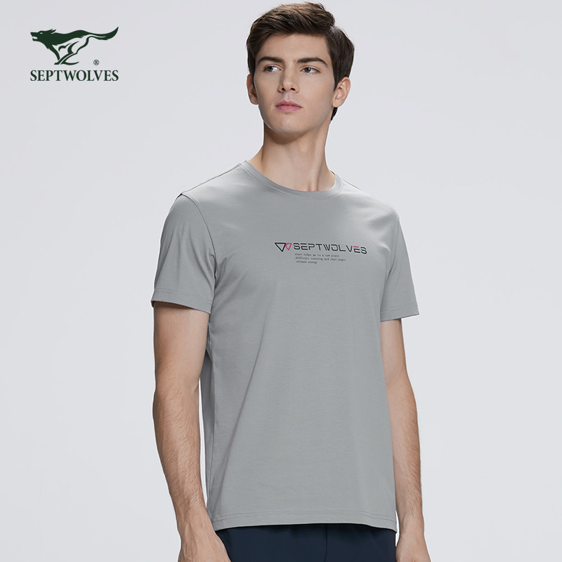七匹狼圆领印花短袖男士t恤男潮短袖t恤男简约百搭韩版宽松