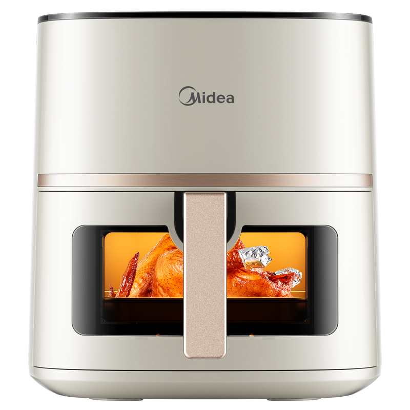 美的(Midea)空气炸锅家用可视大视窗免翻面金属内腔蒸汽嫩炸实用大容量5L多功能三档 MF-KZC5089