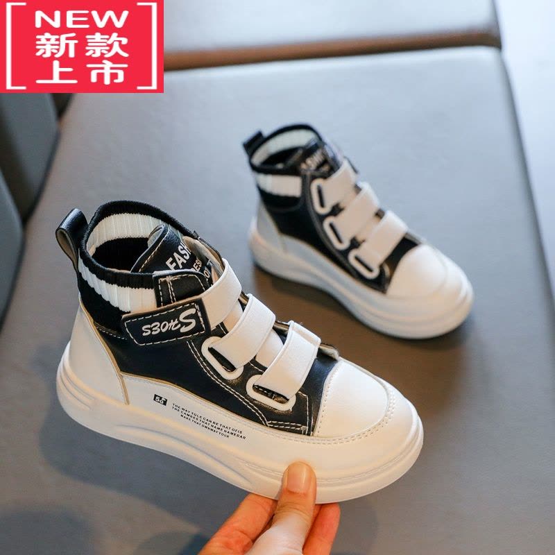 可莉允女童靴子2022春秋新款黑色软底单靴小女孩马丁靴儿童鞋子短靴皮靴图片